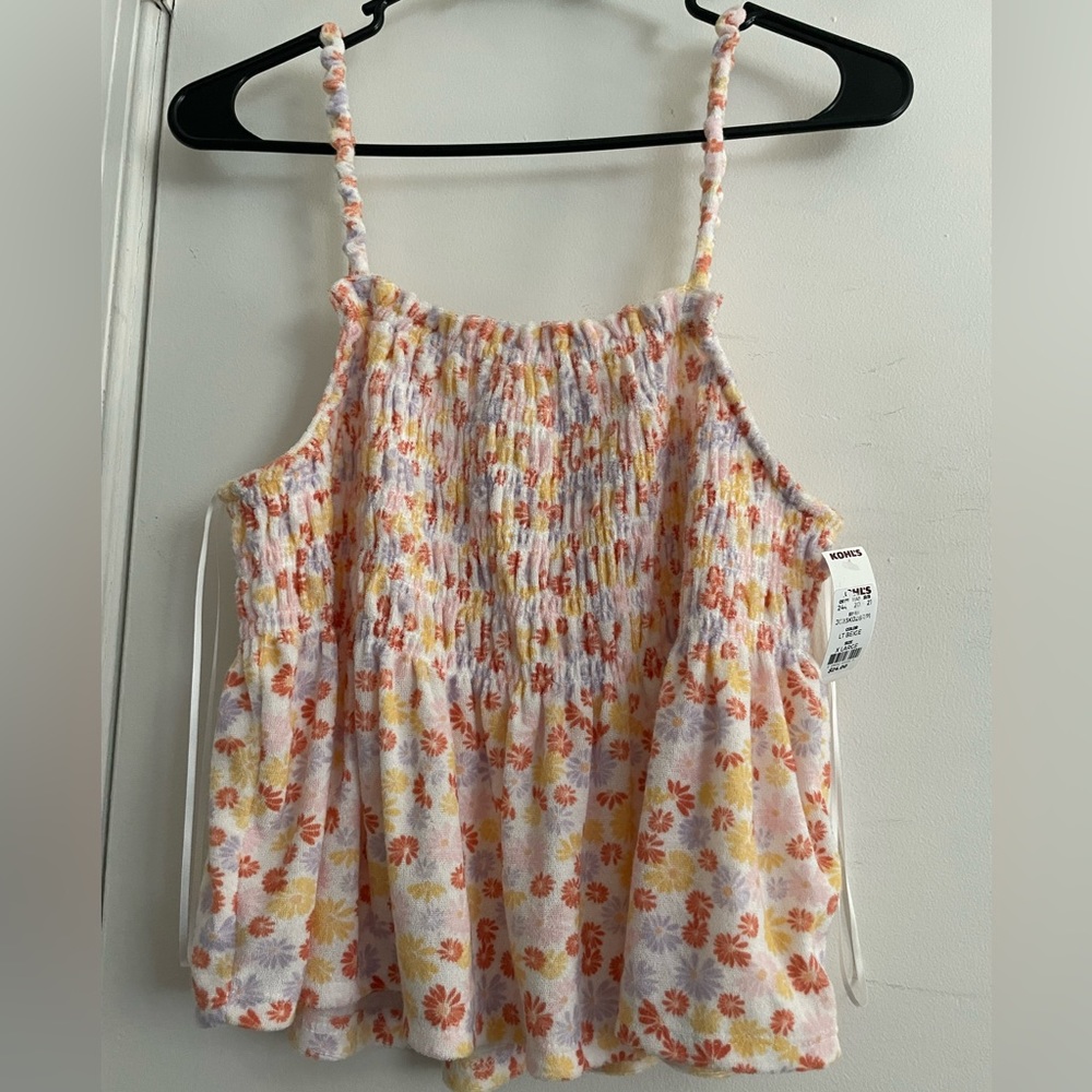 So’s juniors Ruffled Floral Smocked Tank NWT